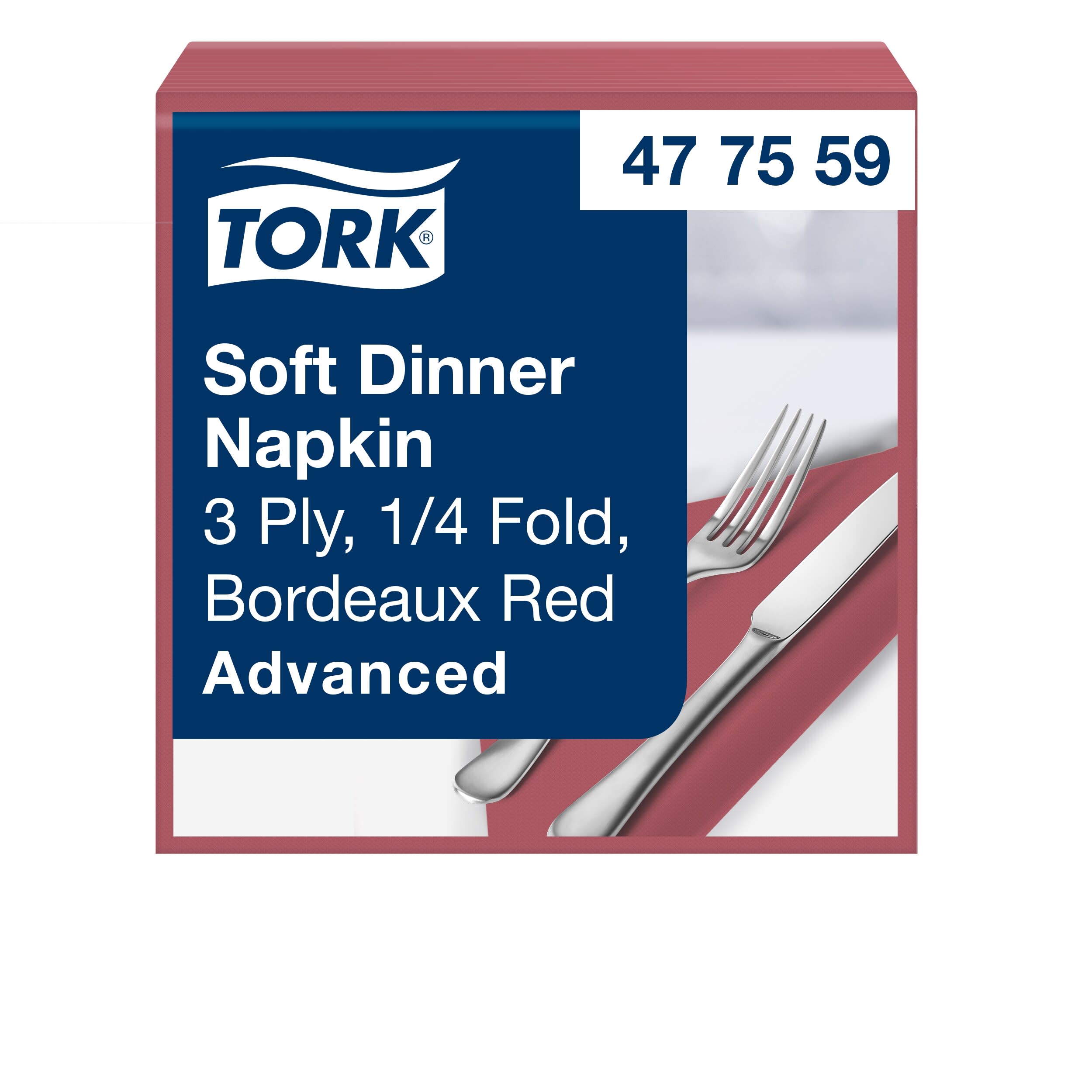 Tork Dinnerservietten Soft bordeauxrot 3lg 39cm 1/4F