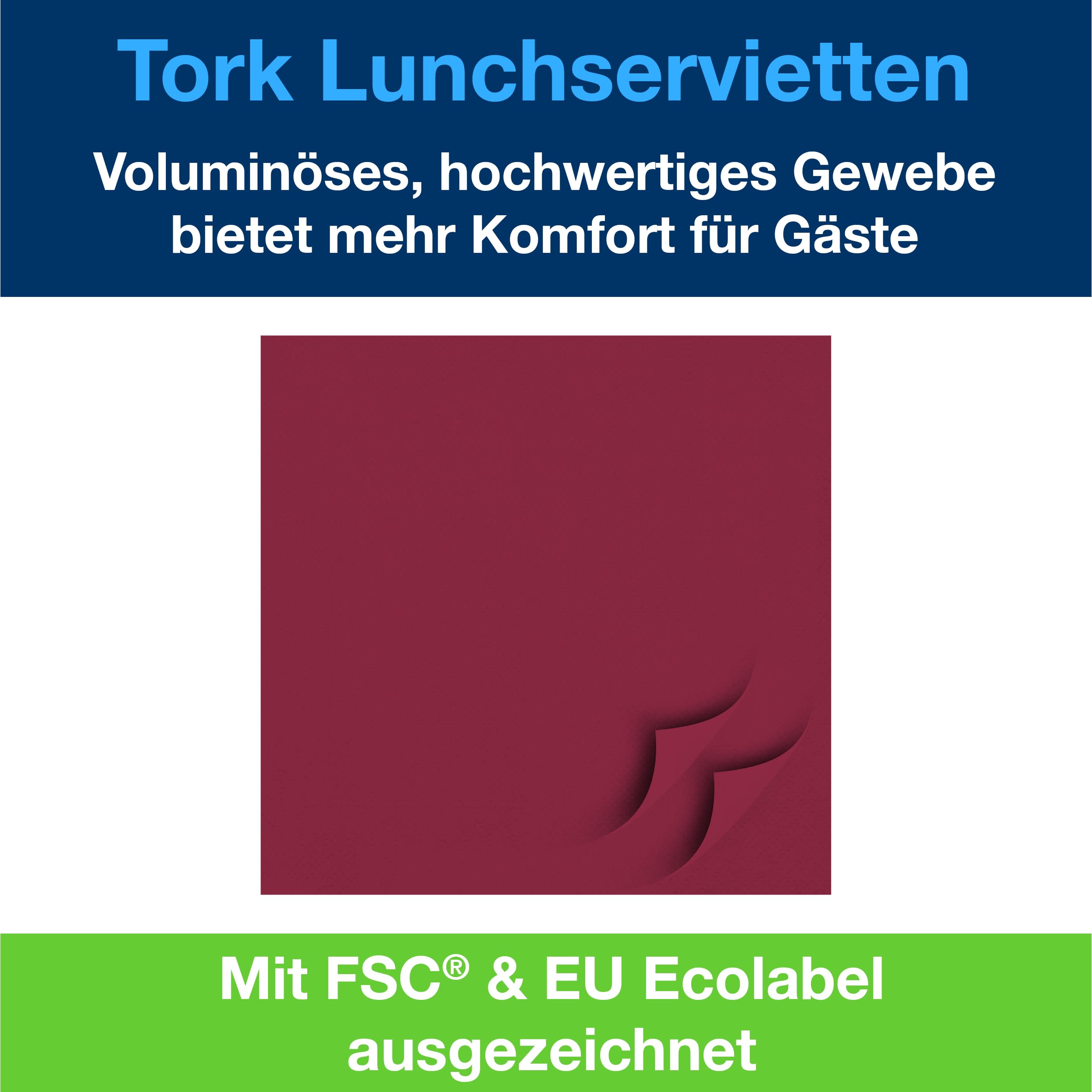 Tork Lunchservietten bordeauxrot 3lg 33cm 1/4F