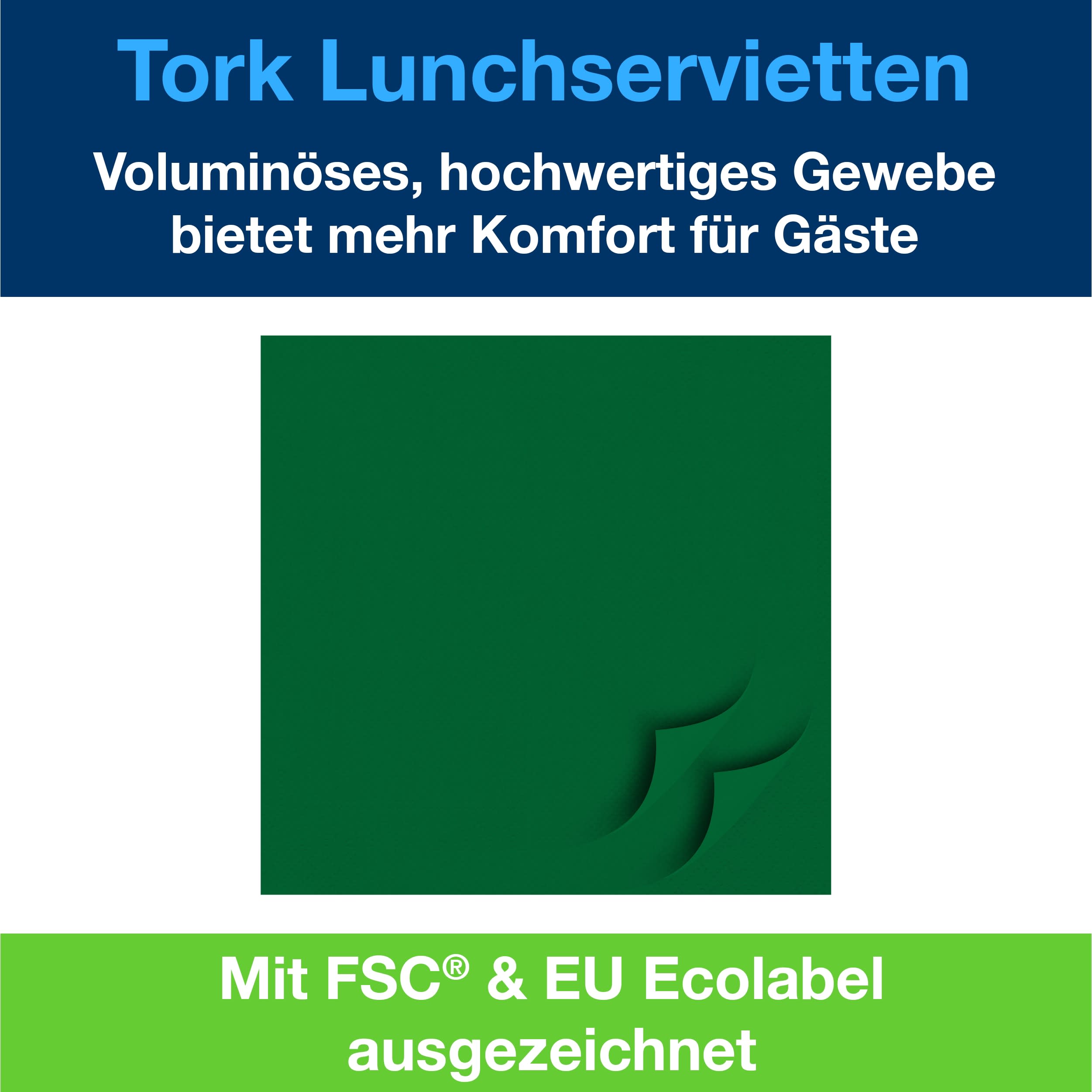 Tork Lunchservietten dunkelgrün 3lg 33cm 1/4F