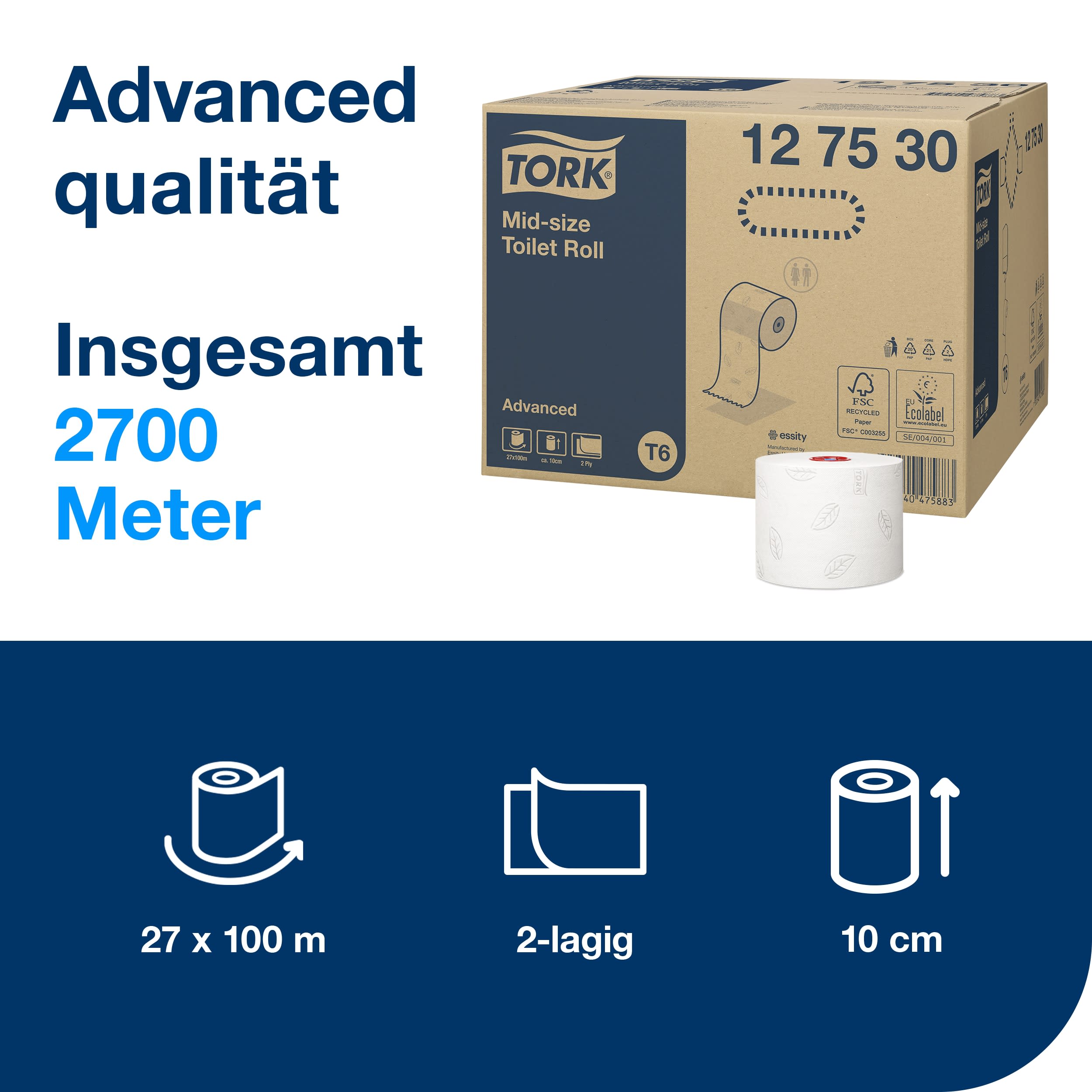 Tork Midi WC-Papier Advanced 2lg