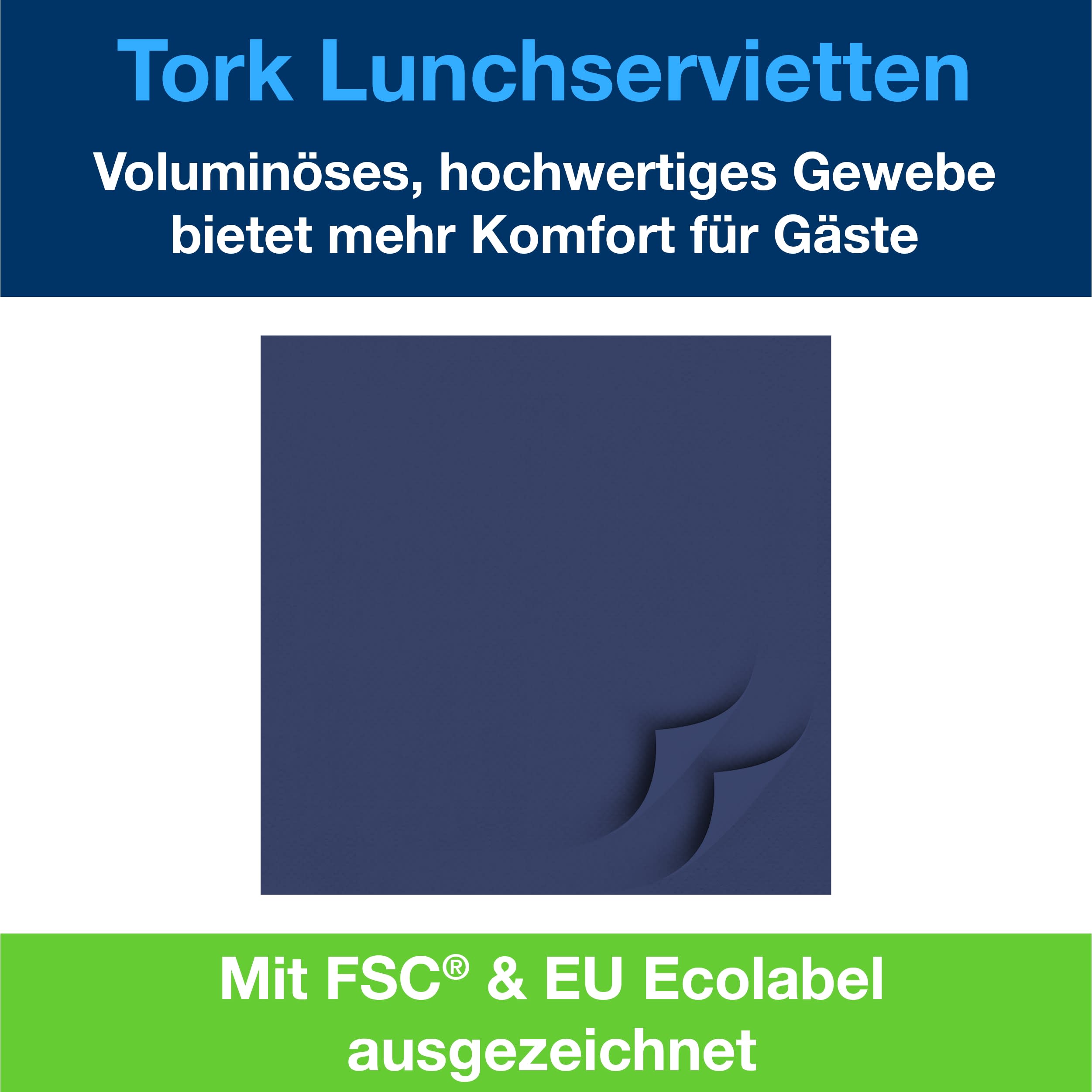 Tork Lunchservietten dunkelblau 3lg 33cm 1/4F