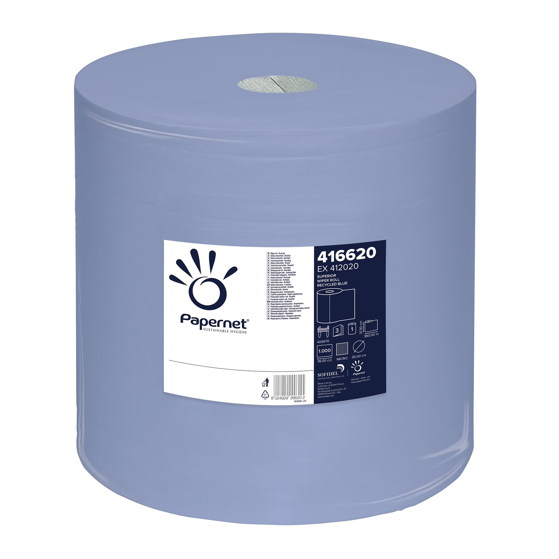 Putzpapier blau 3lg 37x36cm