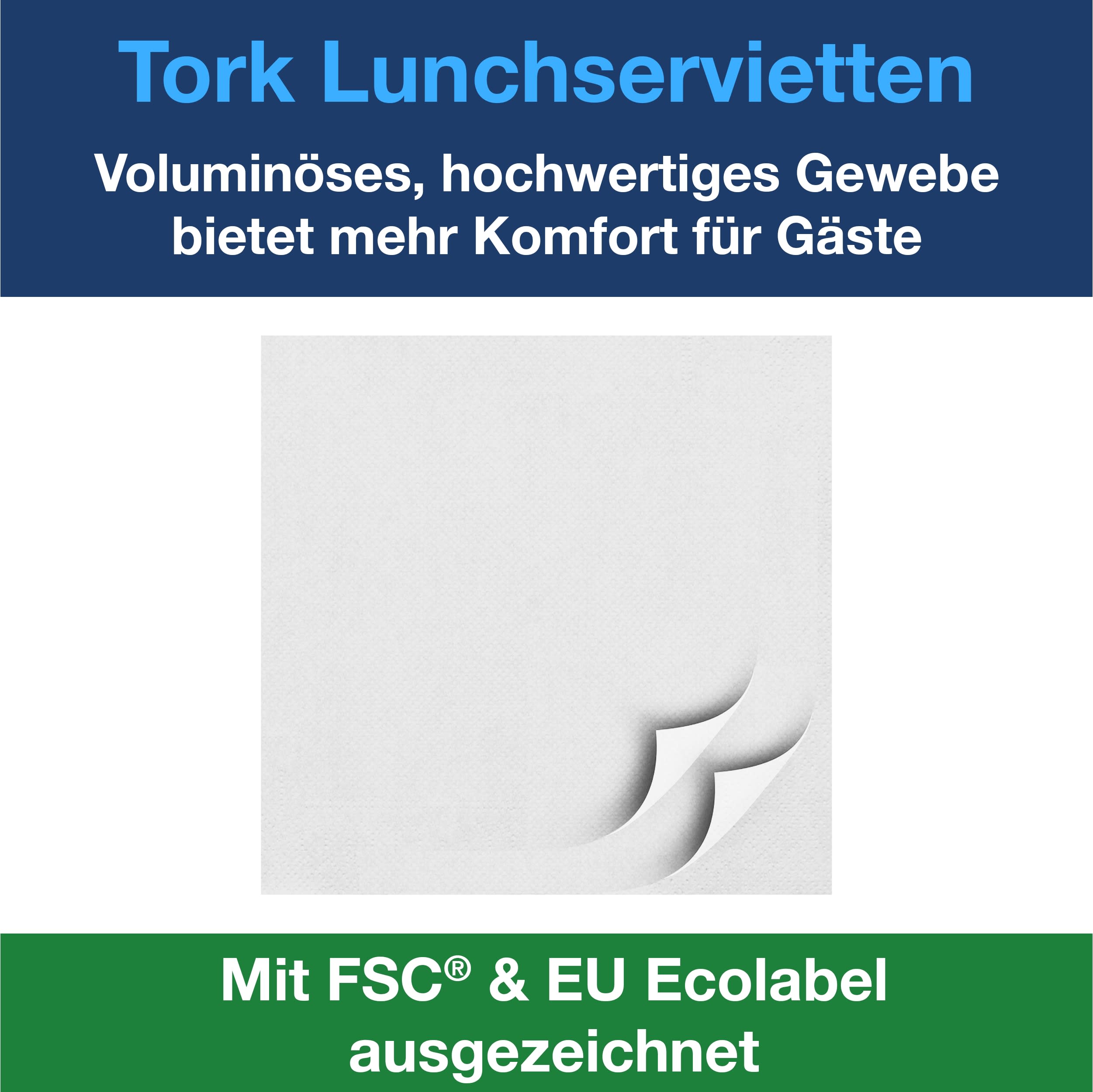 Tork Lunchservietten weiß 3lg 33cm 1/4F