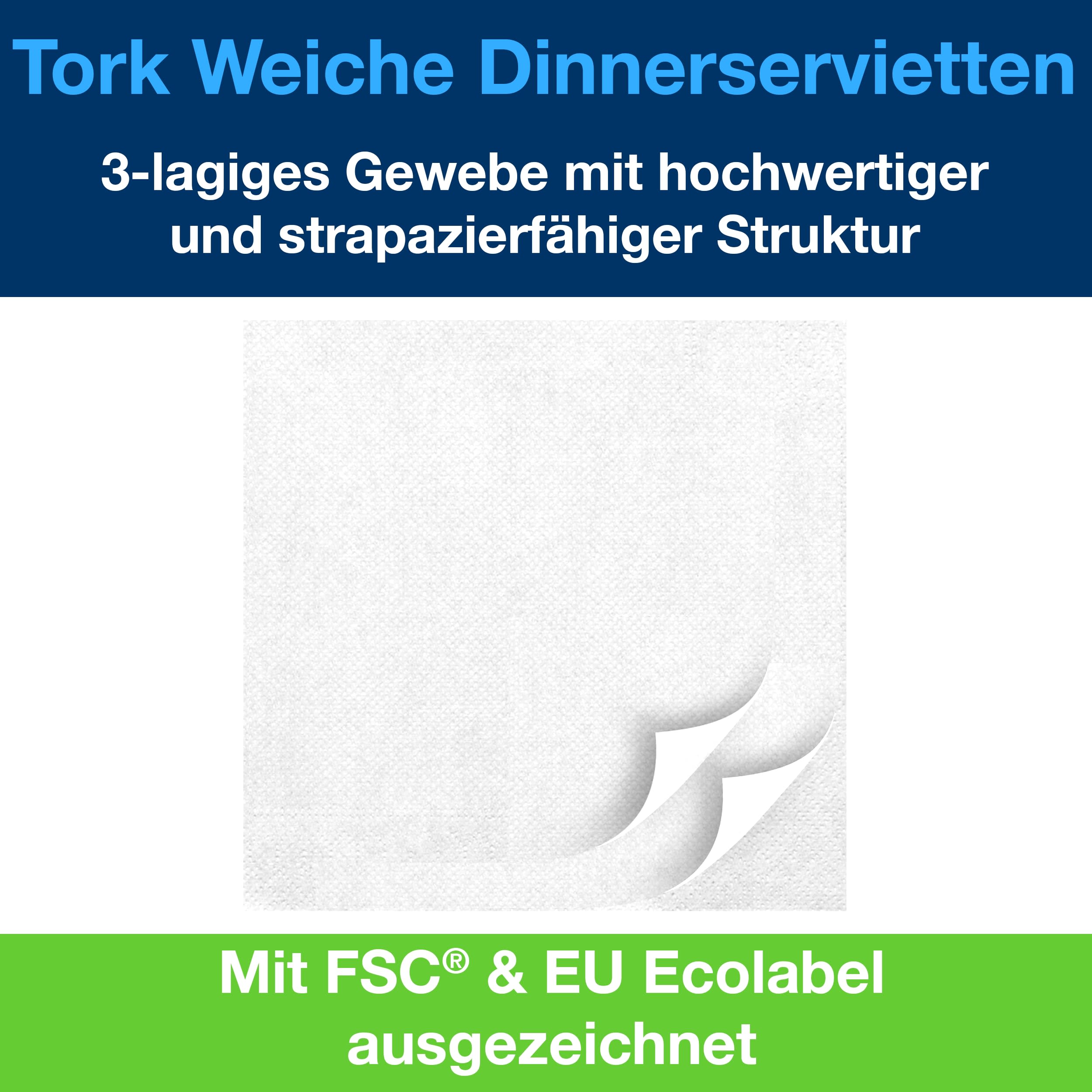Tork Dinnerservietten Soft weiß 3lg 39cm 1/8F