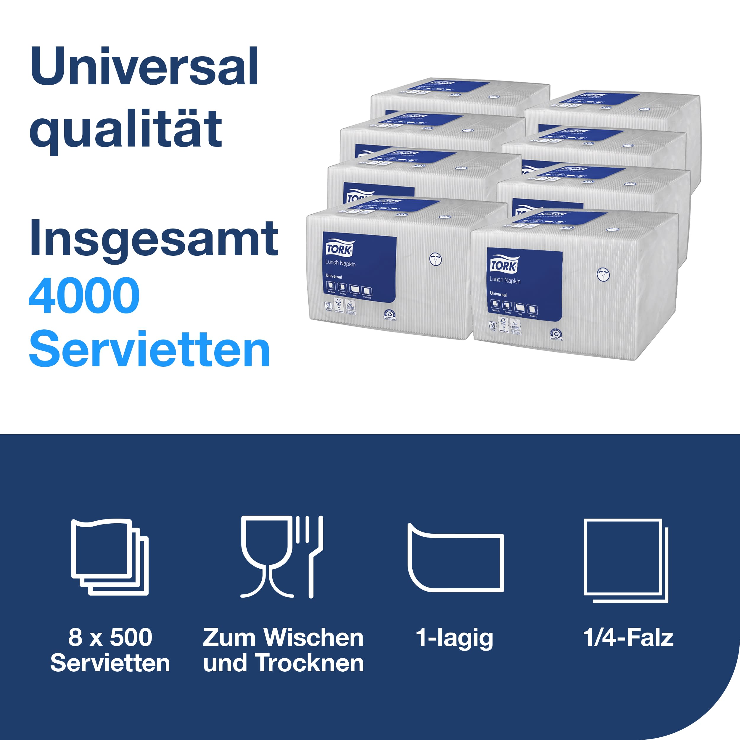 Tork Lunchservietten weiß 1lg 33cm 1/4F