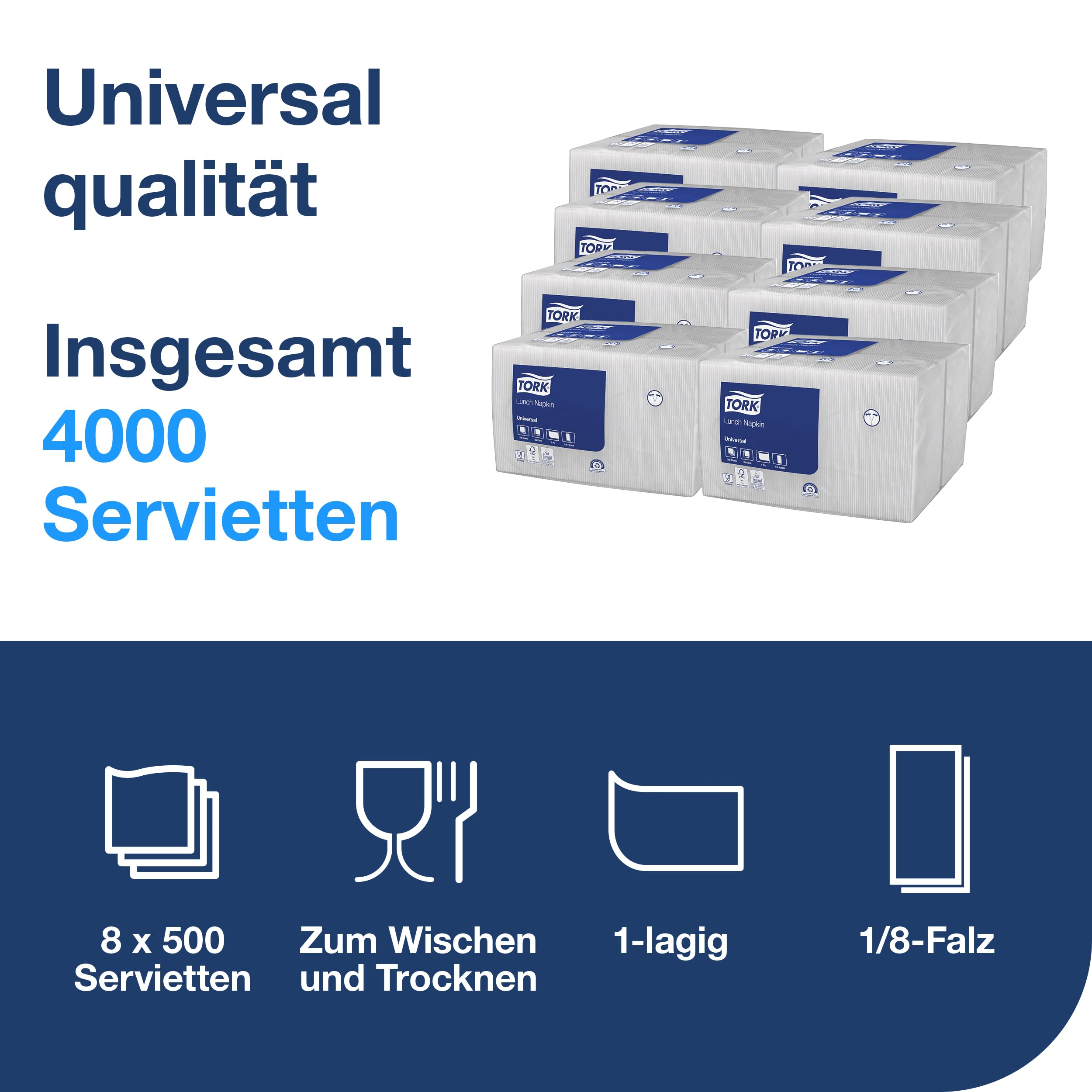 Tork Lunchservietten weiß 1lg 33cm 1/8F