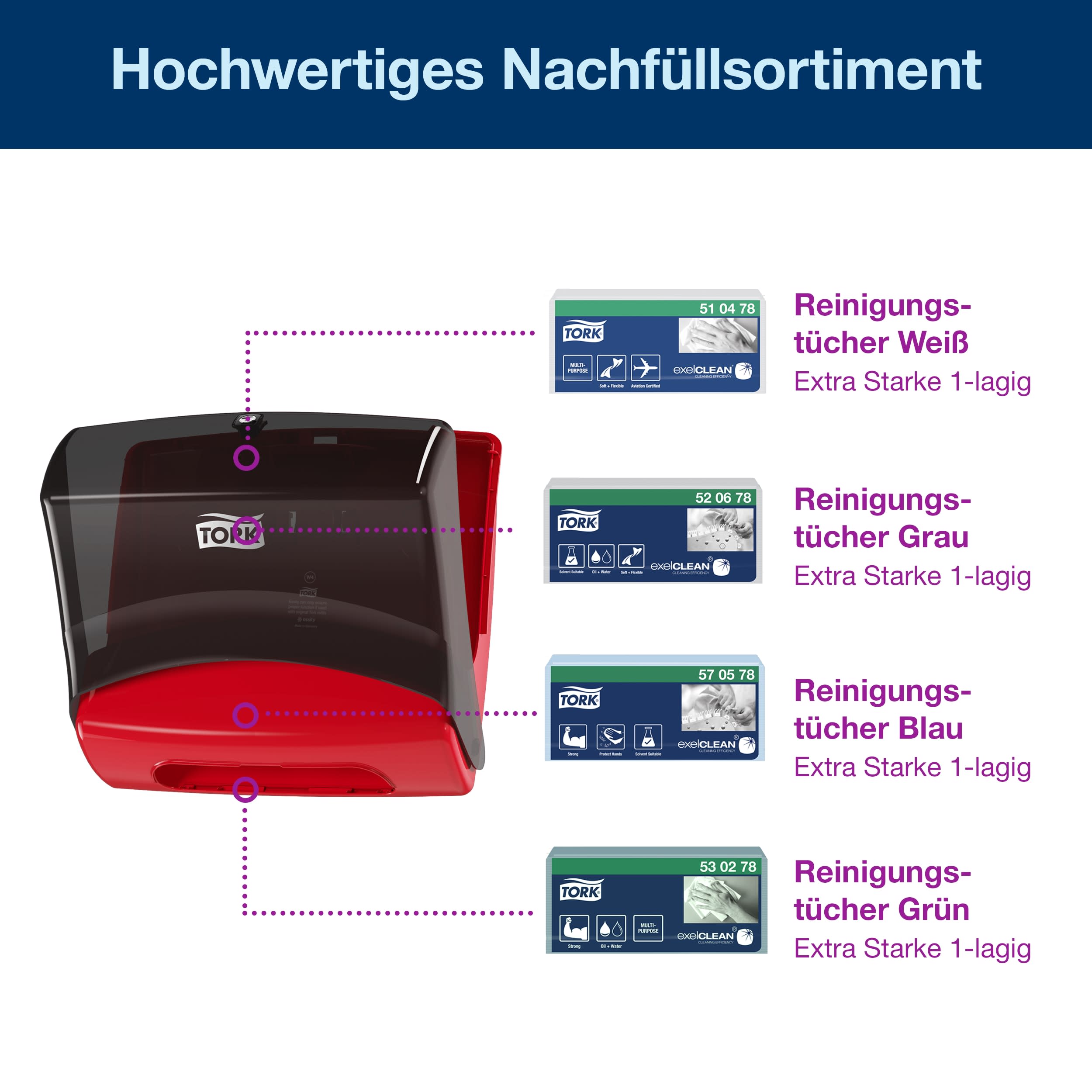 Tork Einzeltuchspender schwarz/rot